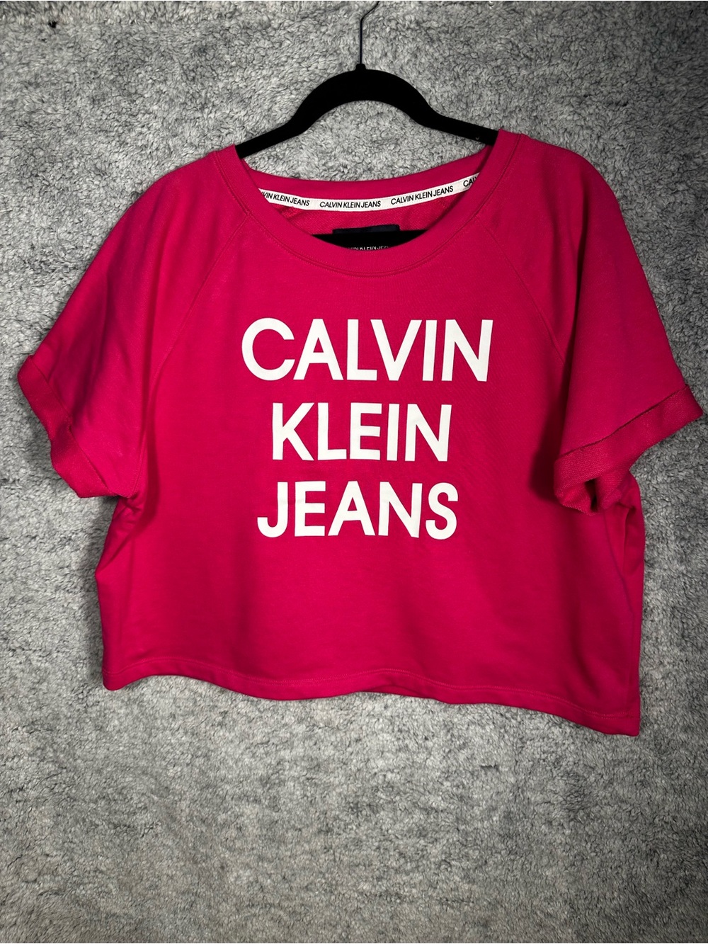 Calvin Klein Bright Pink Logo Crop Top